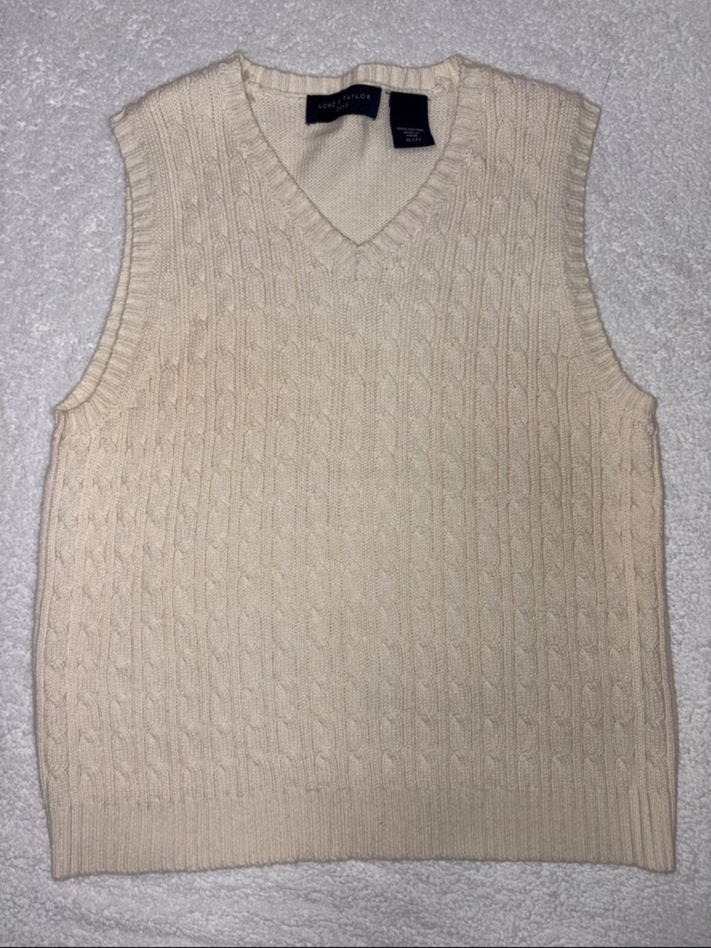 Lord & Taylor Cream Cable Knit V-Neck Sweater Vest boys 7